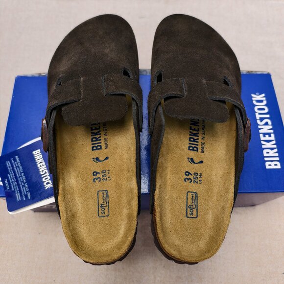 Women's Mocha Suede Birkenstock Boston Shoes - Narrow Fit - Picture 5 of 5